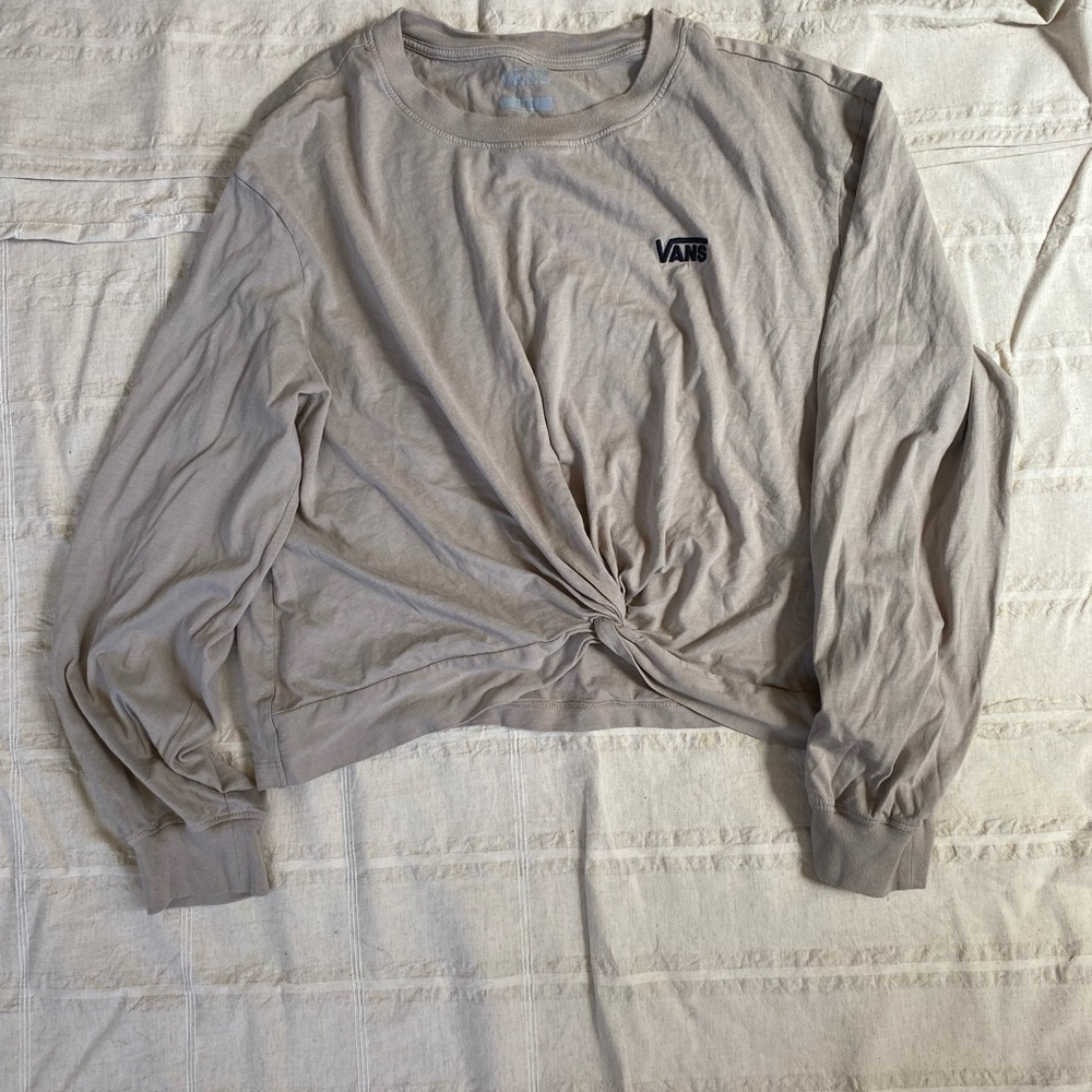 Vans Taupe Twist Knot Long Sleeve Top
